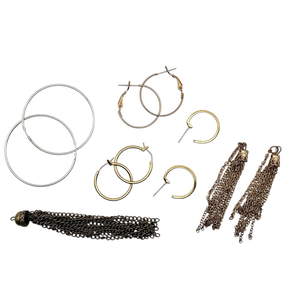 7pc Earring Tassel Pendant Lot Estate Jewelry Bundle